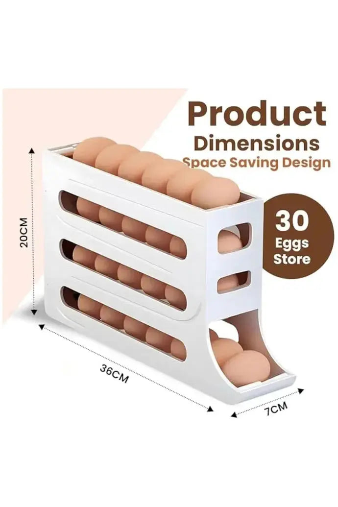 4-Tier Gravity Rolling Egg Dispenser -30-Egg Capacity Scrollcart Qatar 