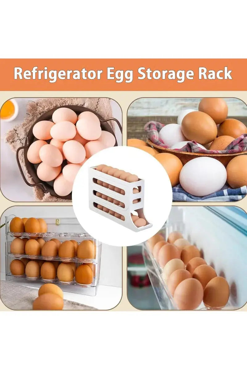 4-Tier Gravity Rolling Egg Dispenser -30-Egg Capacity Scrollcart Qatar 