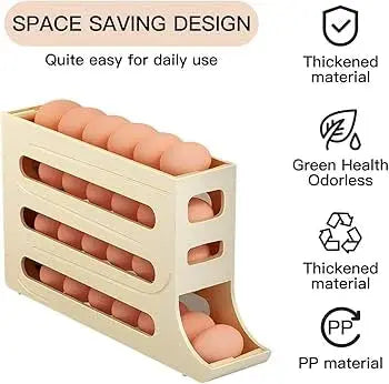 4-Tier Gravity Rolling Egg Dispenser -30-Egg Capacity Scrollcart Qatar 
