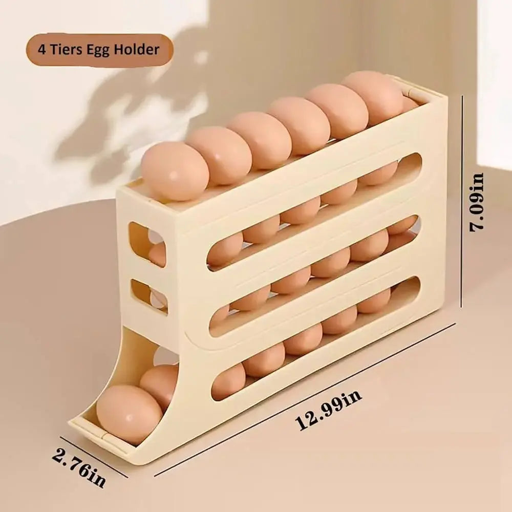 4-Tier Gravity Rolling Egg Dispenser -30-Egg Capacity Scrollcart Qatar 