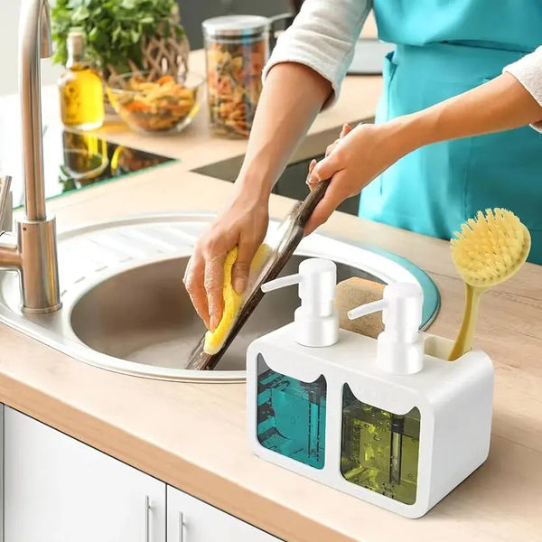 4-in-1 Dual Soap Dispenser & Kitchen Sink Organizer Scrollcart Qatar 