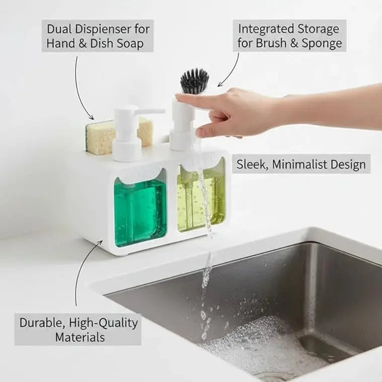 4-in-1 Dual Soap Dispenser & Kitchen Sink Organizer Scrollcart Qatar 