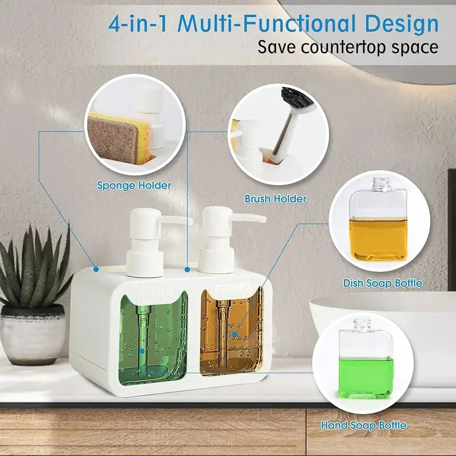 4-in-1 Dual Soap Dispenser & Kitchen Sink Organizer Scrollcart Qatar 