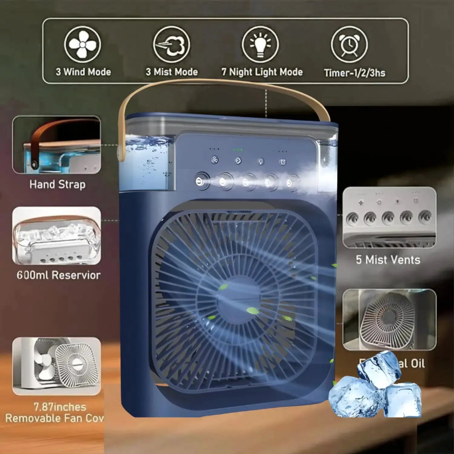 4-in-1 Portable Mini Evaporative Air Cooler & Desktop Humidifier Scrollcart Qatar 
