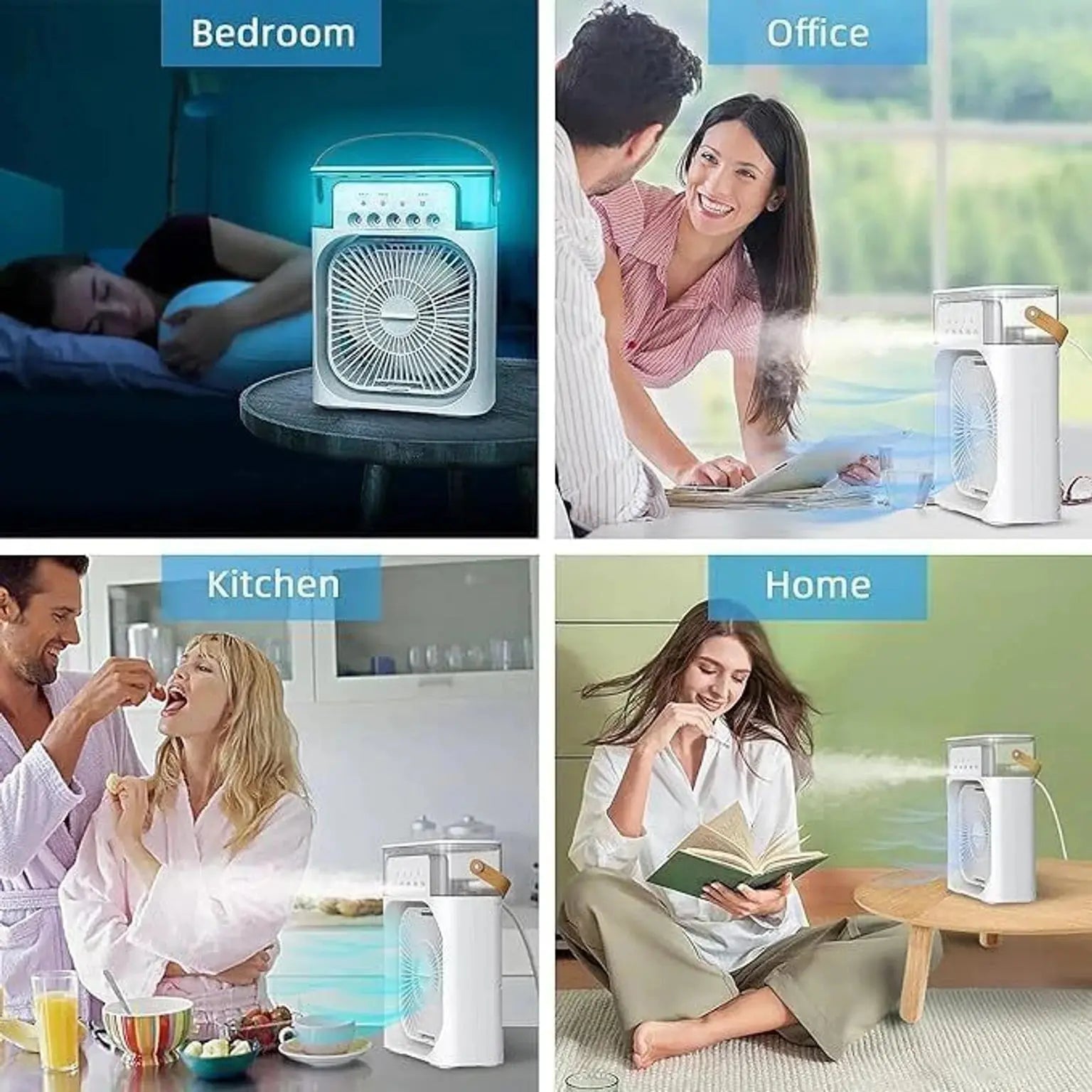 4-in-1 Portable Mini Evaporative Air Cooler & Desktop Humidifier Scrollcart Qatar 