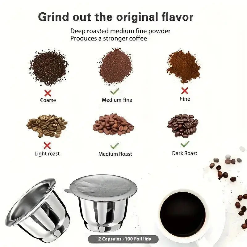 Stainless Steel Reusable Nespresso Coffee Capsule with Aluminum Foil Caps temu
