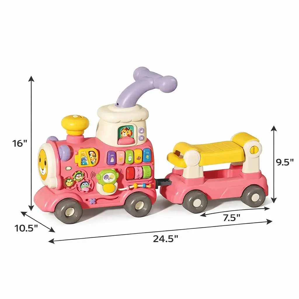 5-in-1 Baby Walker Train Ride On Push Walker with Activity Panel & Music Shameer 