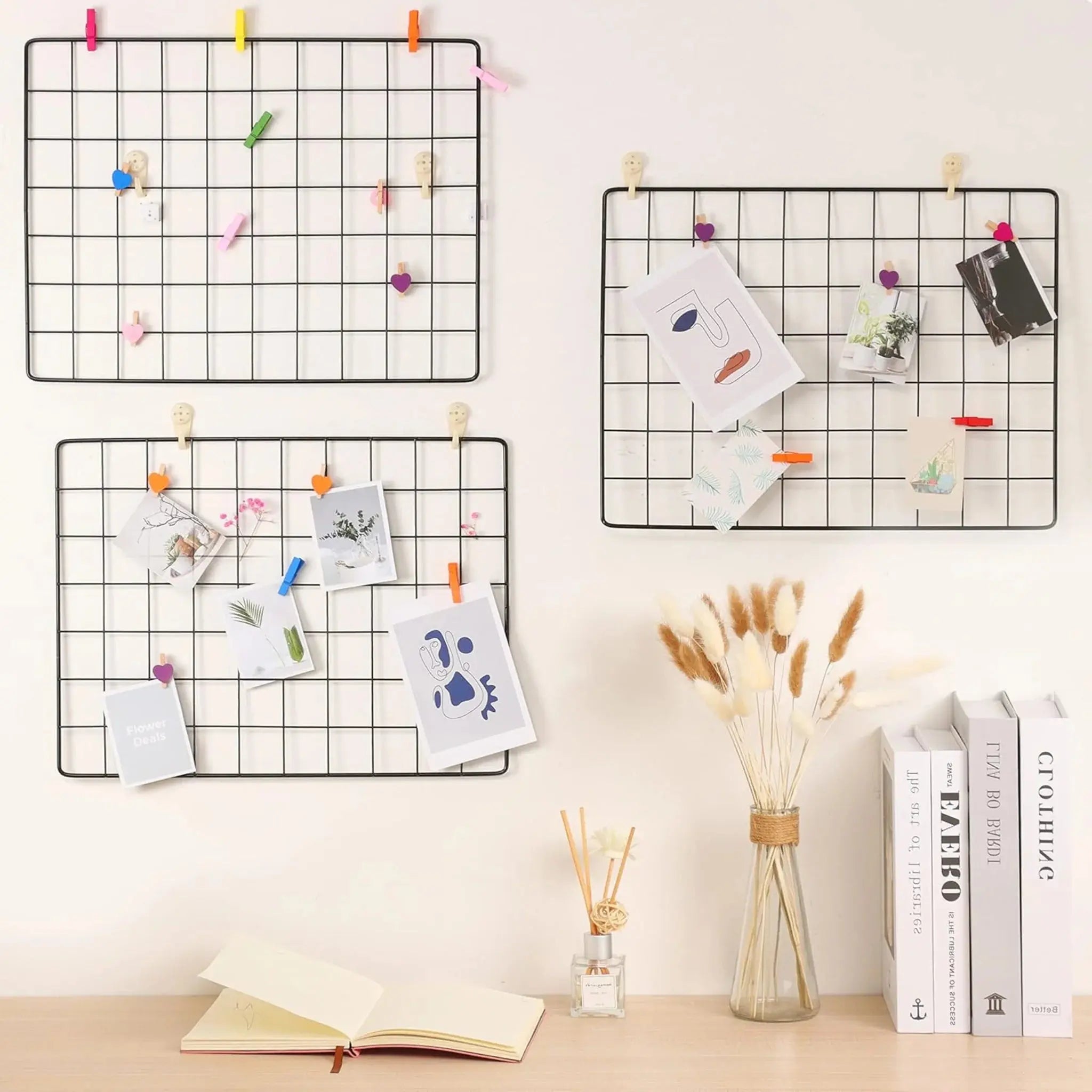 DIY Wire Wall Grid Panel - Hanging Memo Pin Board for Wall Decor - Scrollcart Qatar