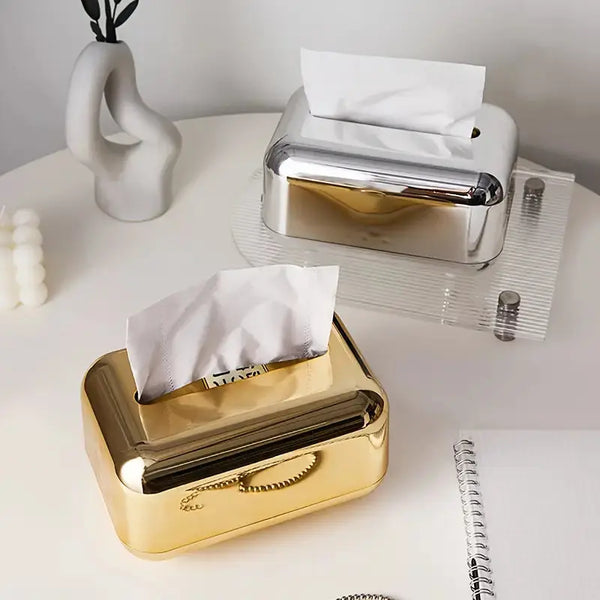 Electroplating Tissue Box – Mirror Finish Plastic Tissue Holder for Home, Office & Hotel - Scrollcart Qatar