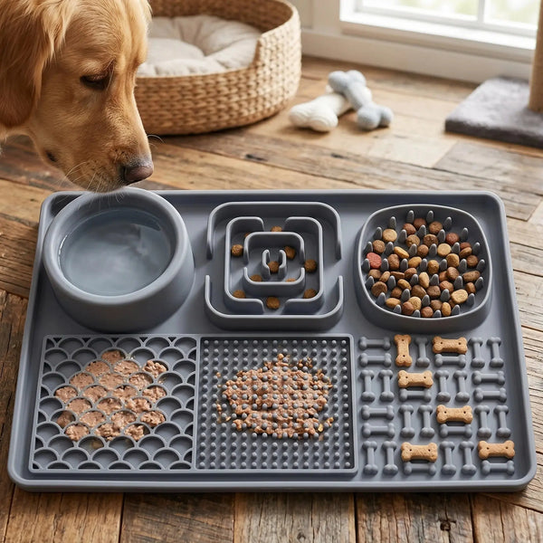 6-In-1 Dog & Cat Feeder Lick Pad & Water Mat Set Scrollcart Qatar 