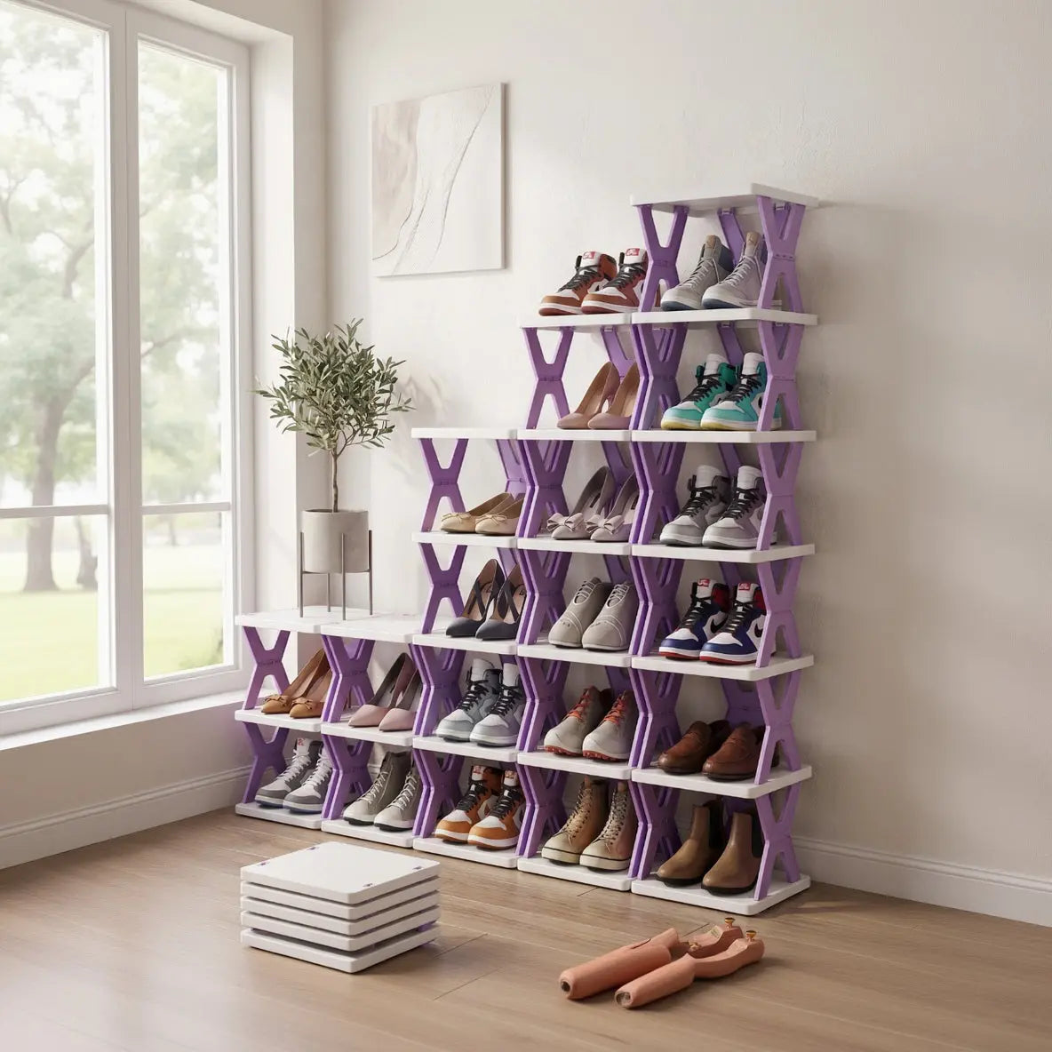 6-Tier Multifunctional Foldable Shoe Storage Rack Scrollcart Qatar 