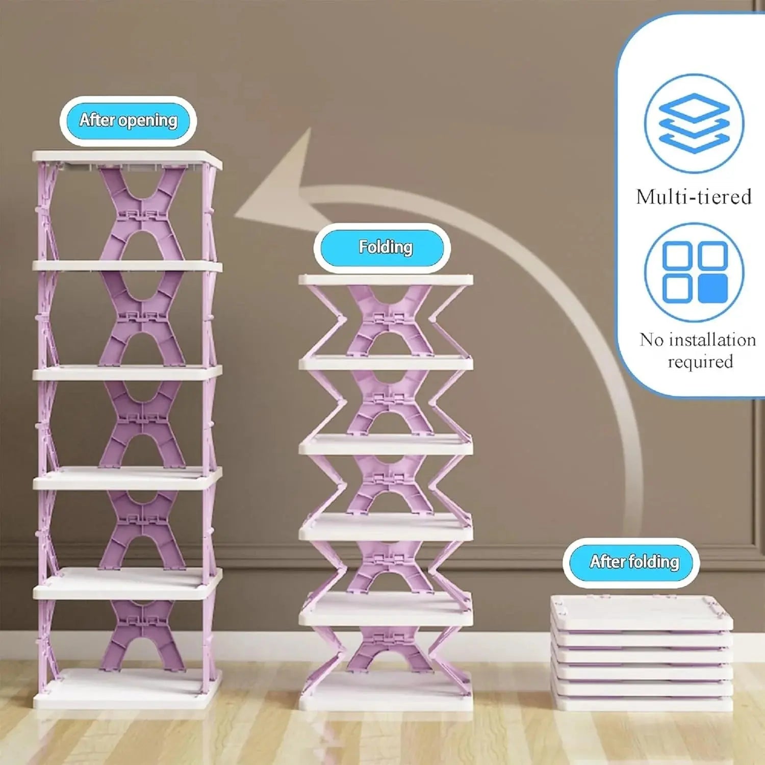 6-Tier Multifunctional Foldable Shoe Storage Rack Scrollcart Qatar 