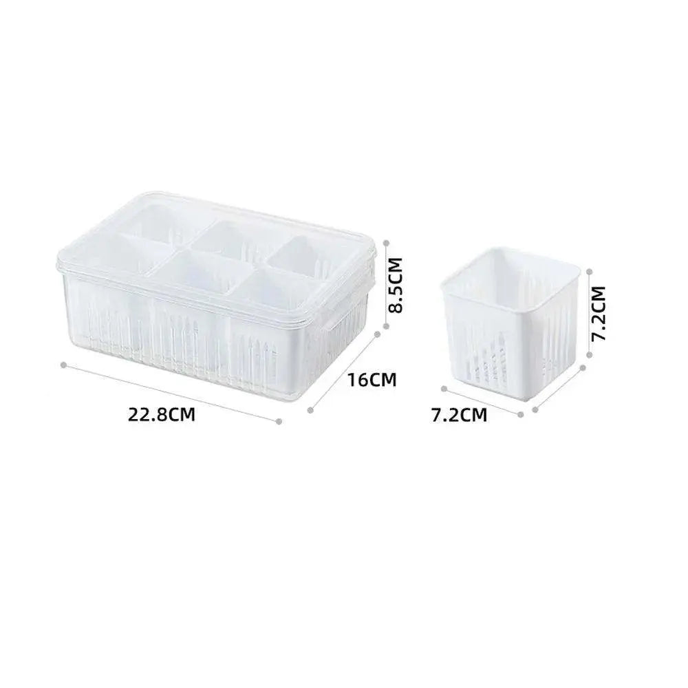 6 Grid Food Storage Containers with Airtight Lids - Reusable Fresh Ingredients Storage Bin Box - Scrollcart Qatar