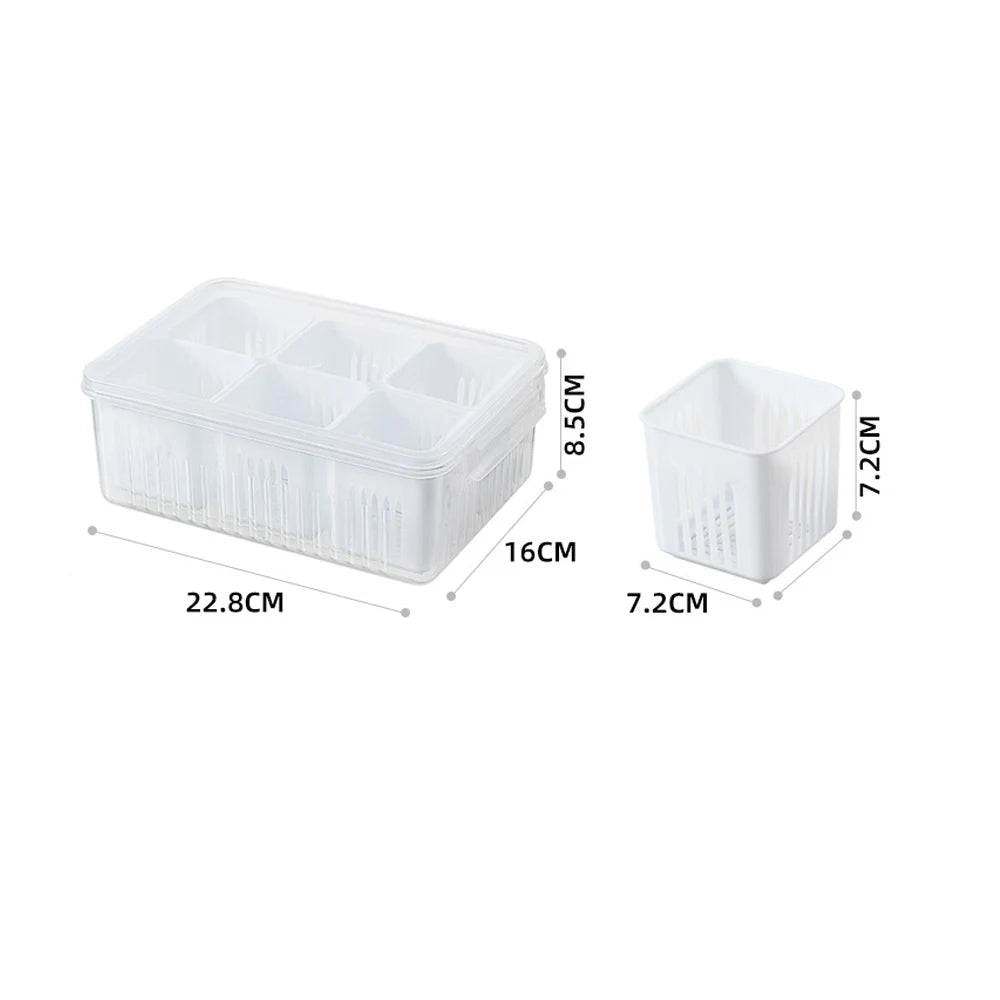 6 Grid Food Storage Containers with Airtight Lids - Reusable Fresh Ingredients Storage Bin Box