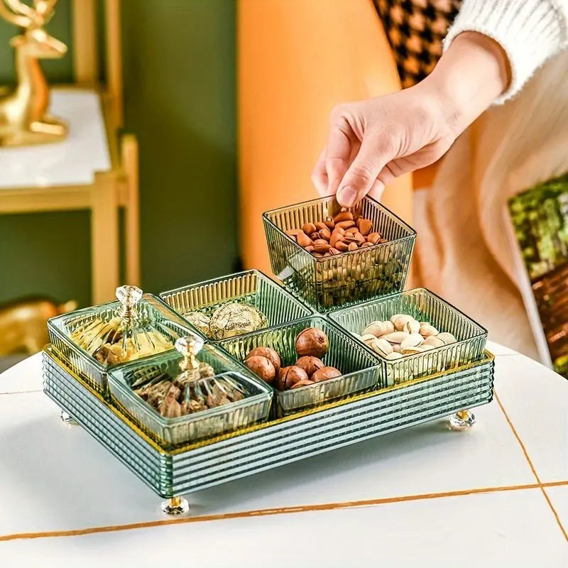6 Grid Luxury Fruit Plate Living Room  Fruit Dried Fruit Plate Table Top - Scrollcart Qatar