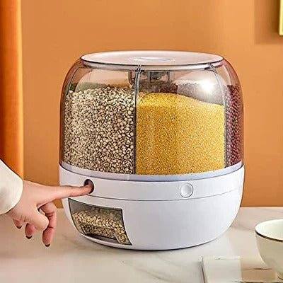 6-Grid  Rotating Rice Storage Container - Kitchen Round Rice Dispenser Scrollcart Online Shopping Store