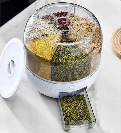 6-Grid  Rotating Rice Storage Container - Kitchen Round Rice Dispenser Scrollcart Online Shopping Store