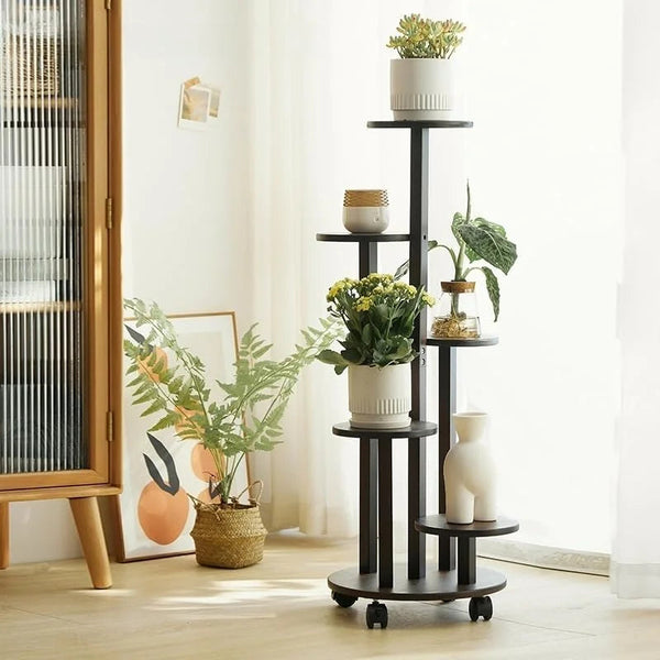 5-Tier Plant Stand with Movable Wheel Scrollcart Qatar 