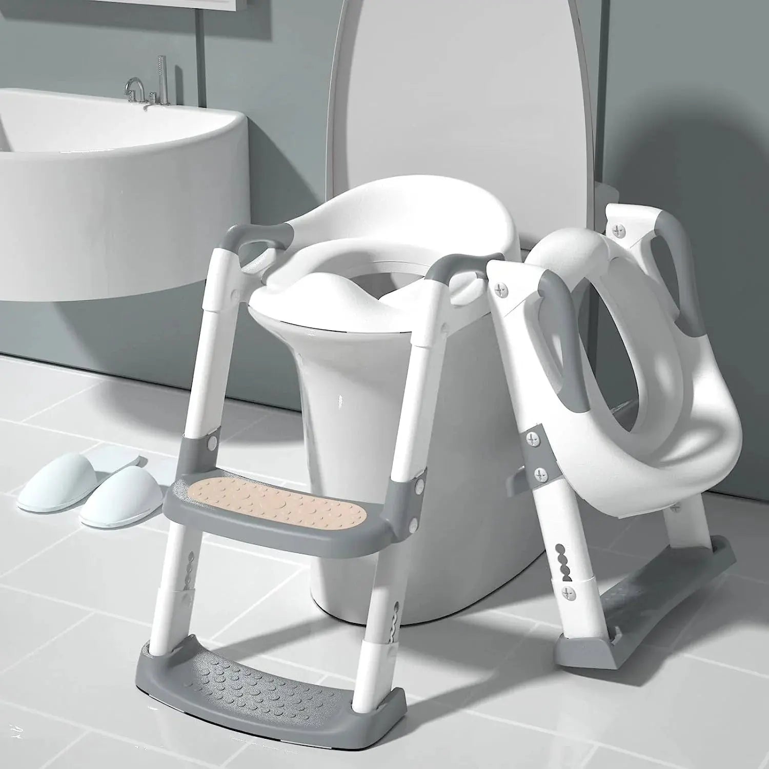 Potty Training Seat with Ladder – Foldable Toddler Toilet Trainer Chair with Non-Slip Steps Scrollcart Qatar 