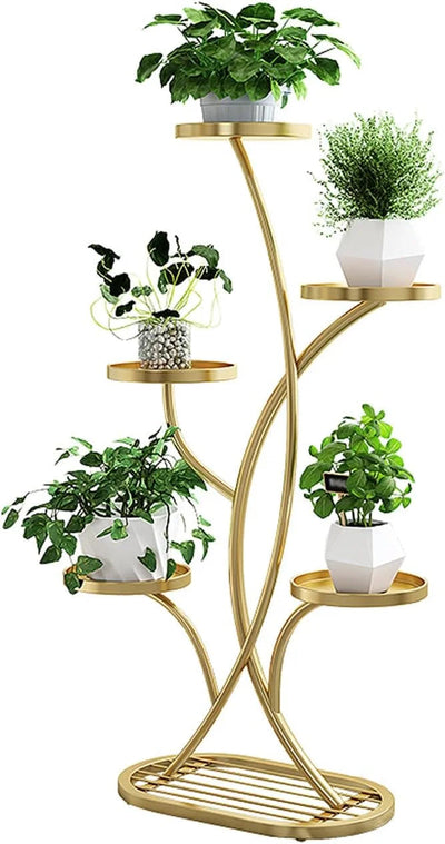 5-Tier Gold Metal Plant Stand Scrollcart Qatar 