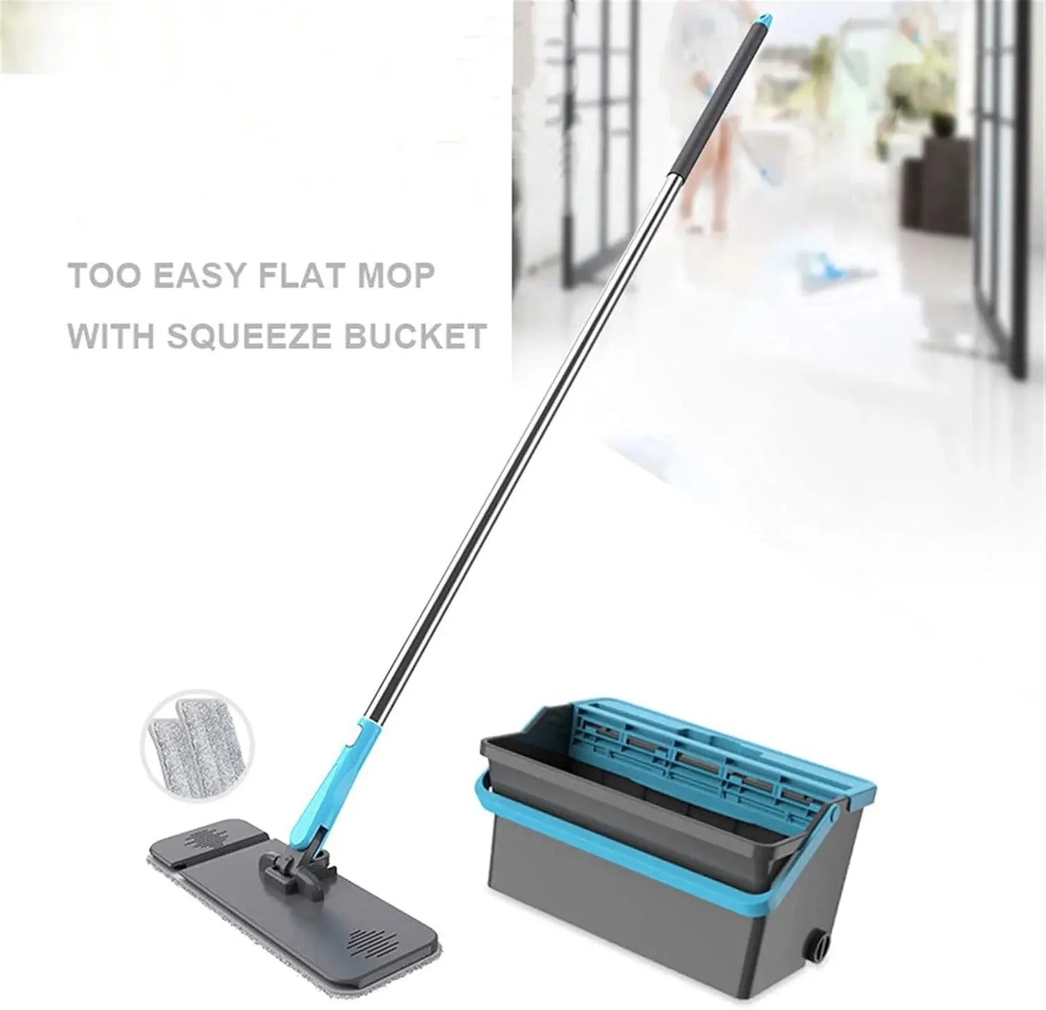 Squeeze Mop & Bucket Set with Wheels Scrollcart Qatar 