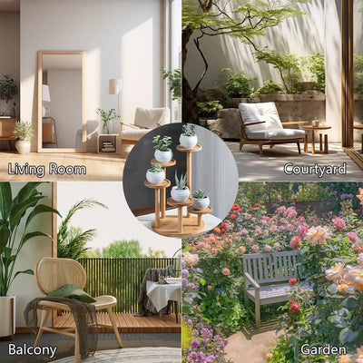 5-Tier Bamboo Wood Plant Stand Scrollcart Qatar 