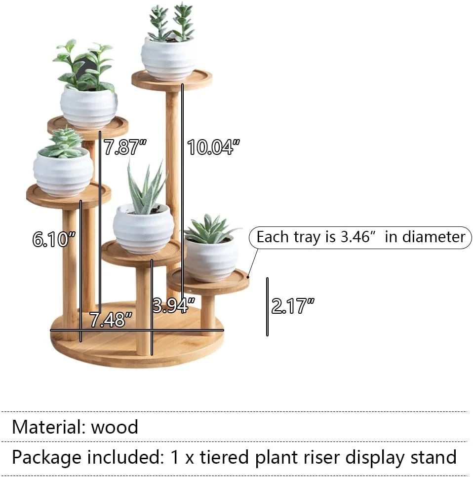 5-Tier Bamboo Wood Plant Stand Scrollcart Qatar 