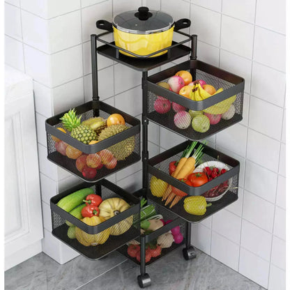 5 Tier Multi-Purpose Rotating Kitchen Organizer Storage Rack Scrollcart Qatar 