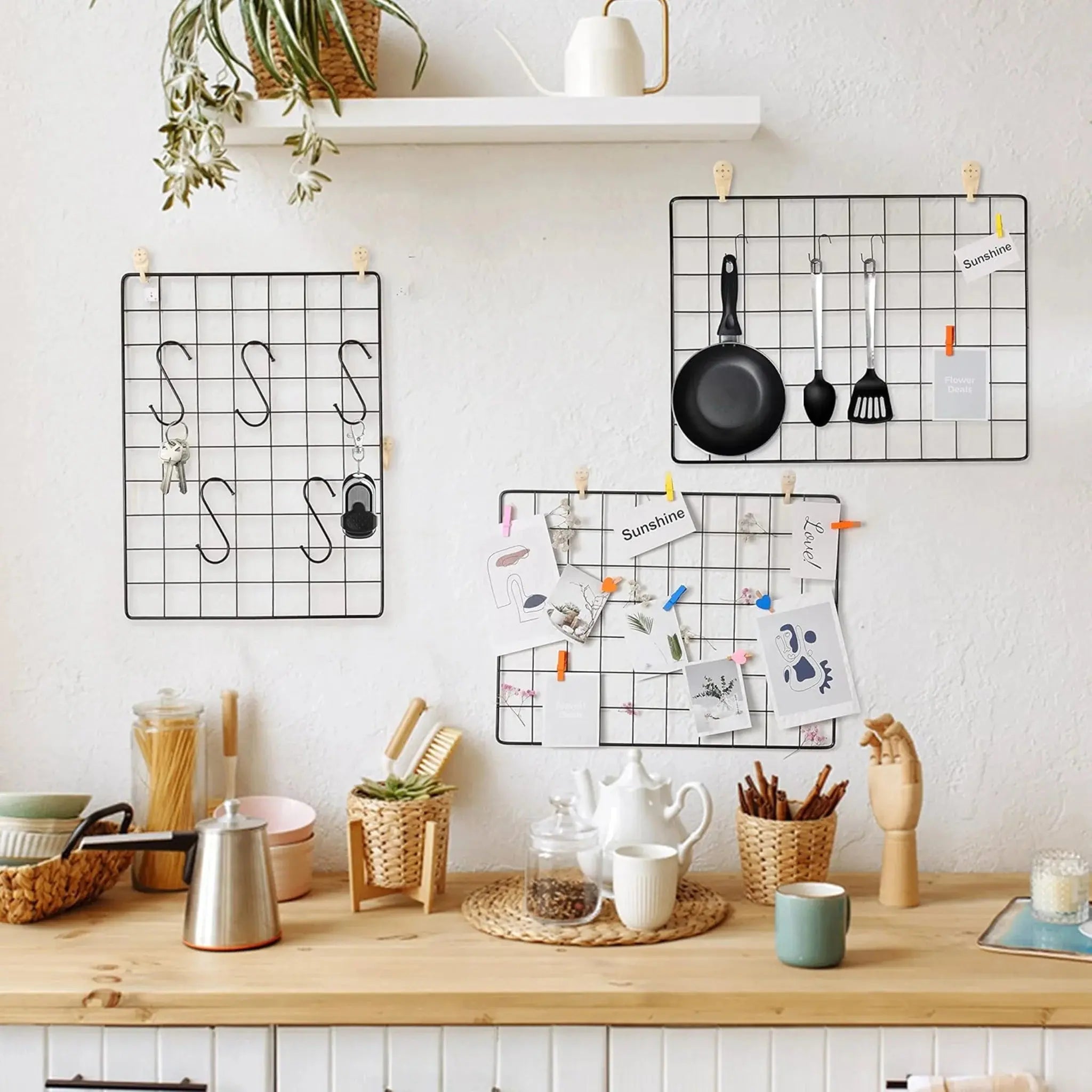DIY Wire Wall Grid Panel - Hanging Memo Pin Board for Wall Decor - Scrollcart Qatar