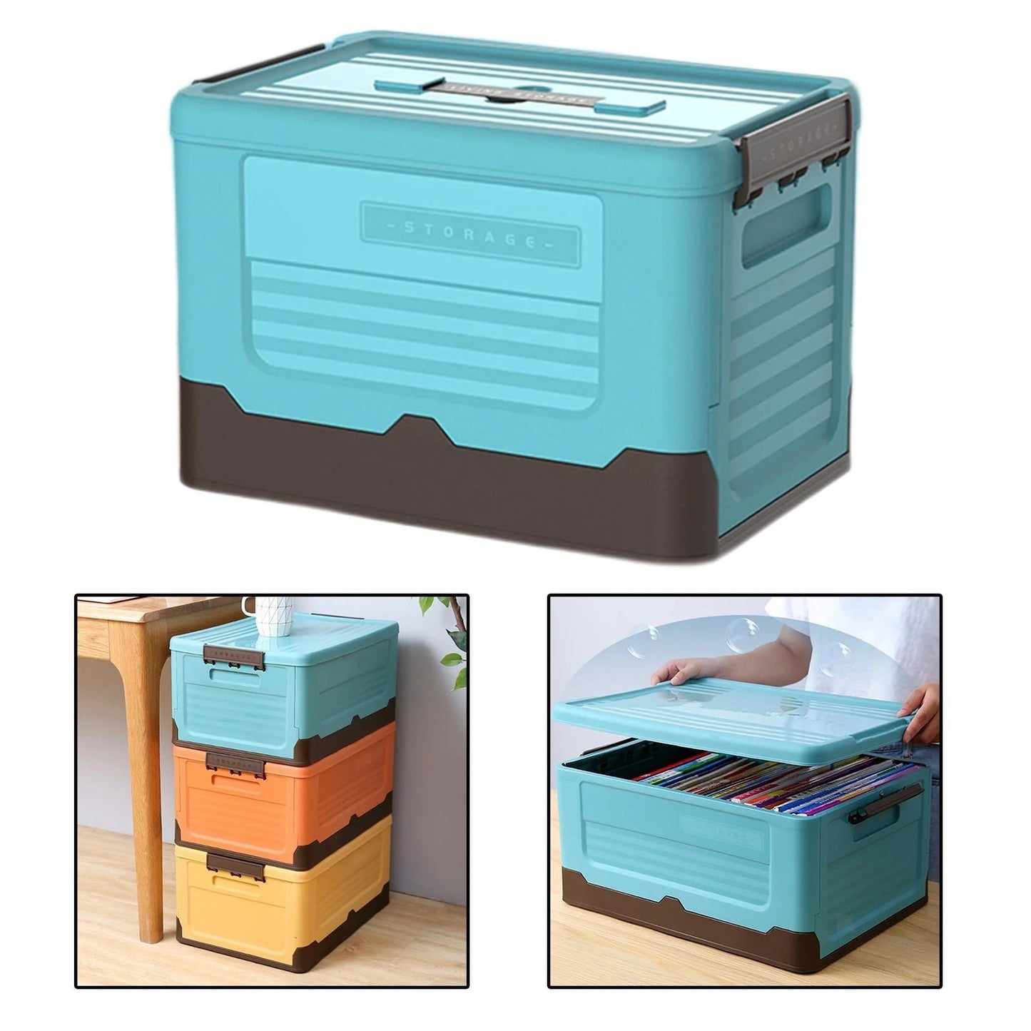 Foldable Storage Box with Lid - Multi-funtional & Portable Scrollcart Qatar 