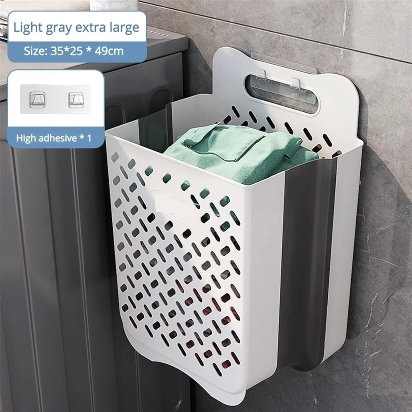 Space-Saving Wall Mount Laundry Basket - Foldable Storage
