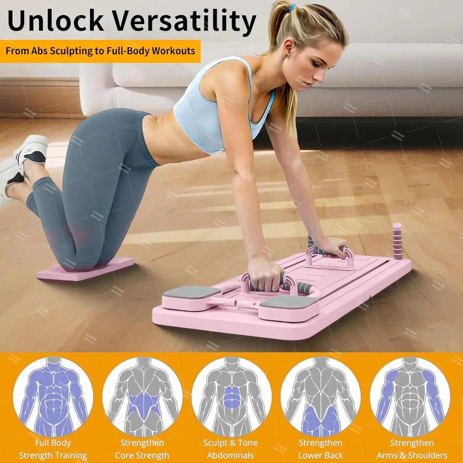 Foldable Pilates Reformer Board with Auto-Rebound | Full Body Home Workout Equipment Scrollcart Qatar 