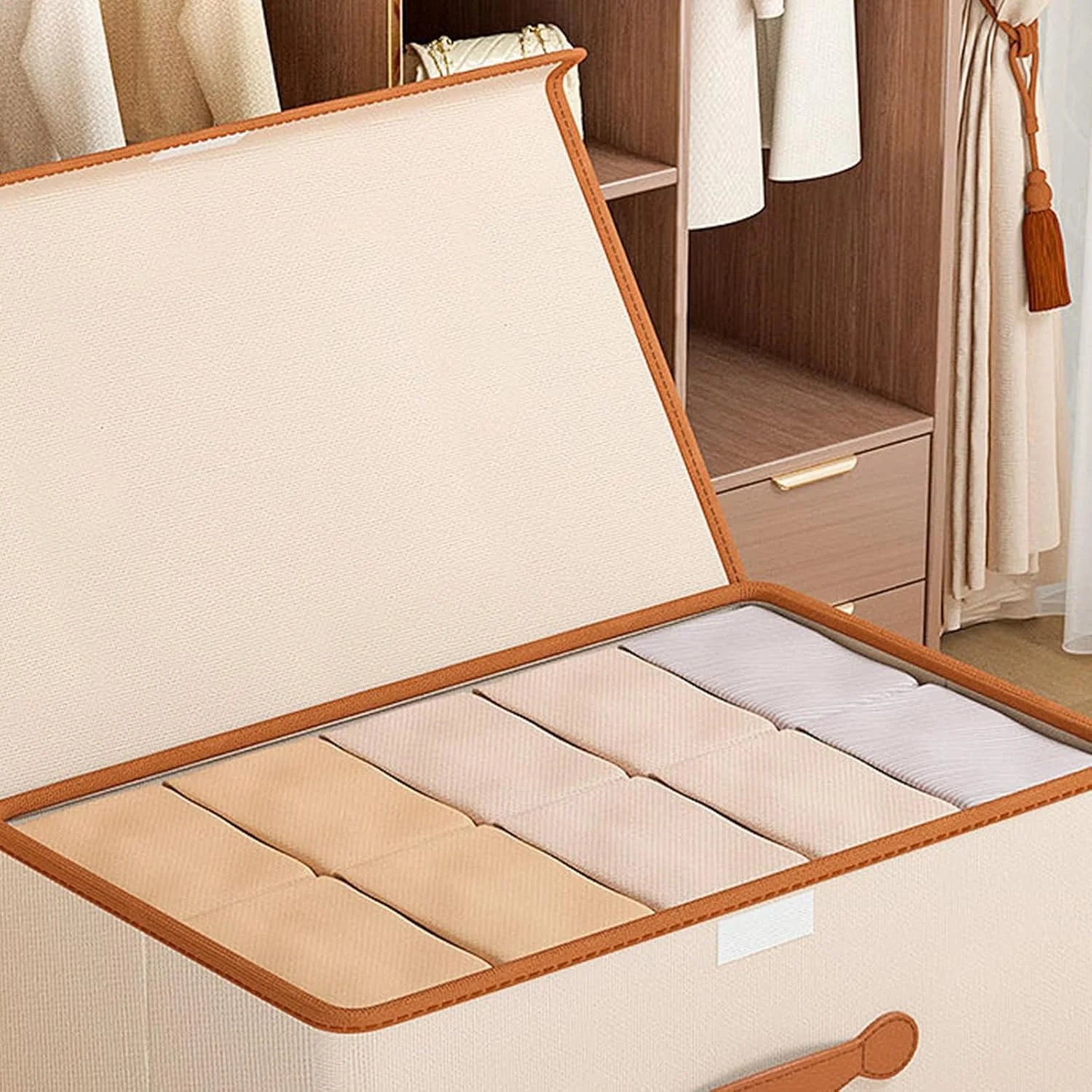 2-in-1 Foldable Wardrobe Storage Box with Lid | Clothes Organizer Scrollcart Qatar 