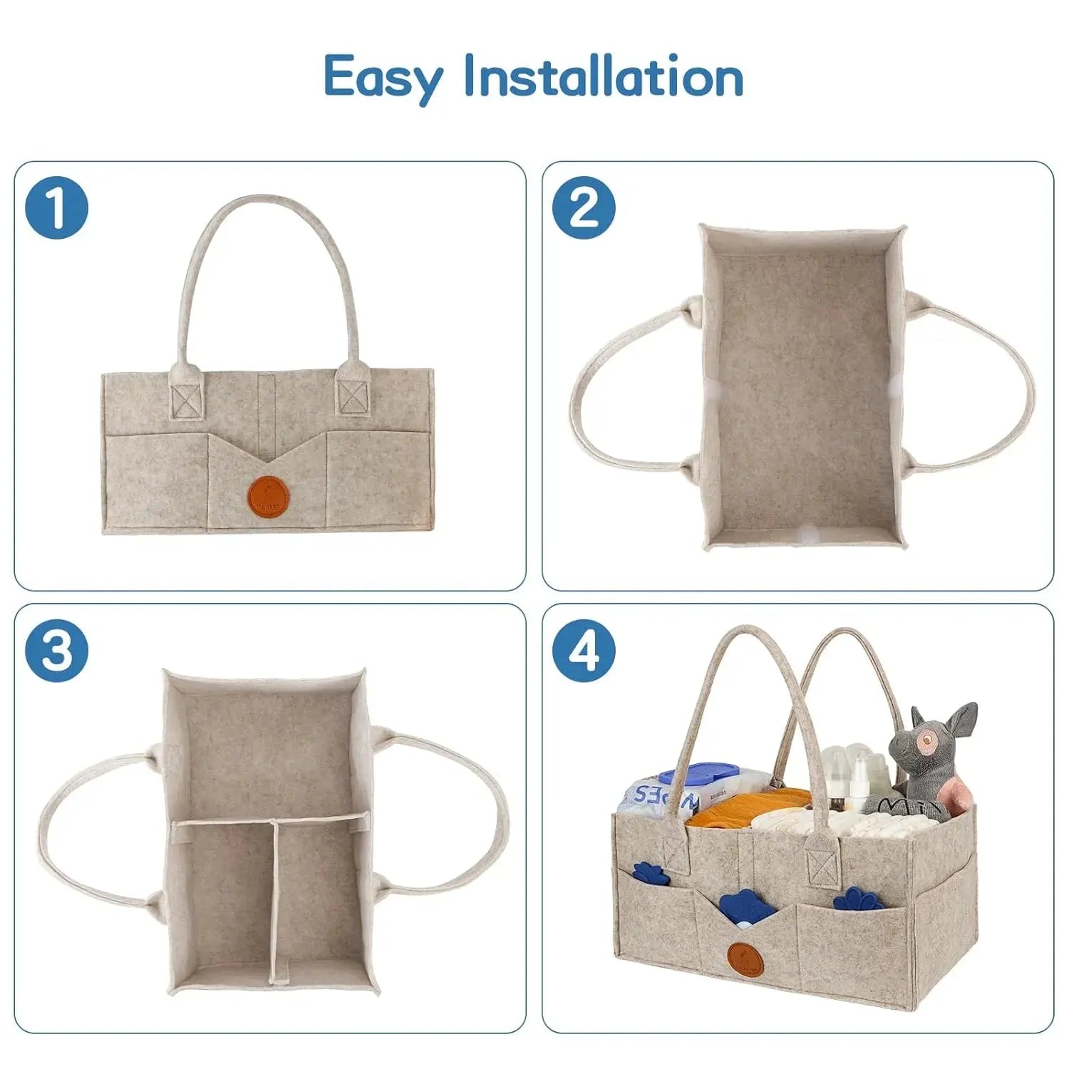 Muti-purpose Felt Diaper Caddy - Storage Bag for Baby, Nursery & Home Organization - Scrollcart Qatar