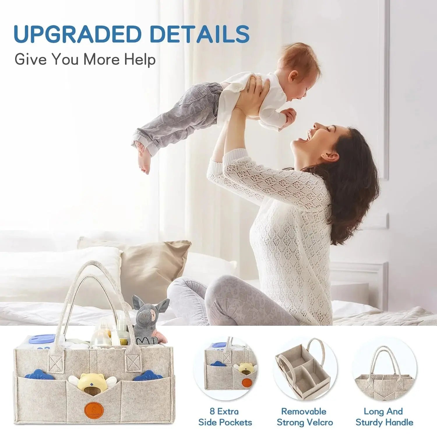Muti-purpose Felt Diaper Caddy - Storage Bag for Baby, Nursery & Home Organization - Scrollcart Qatar