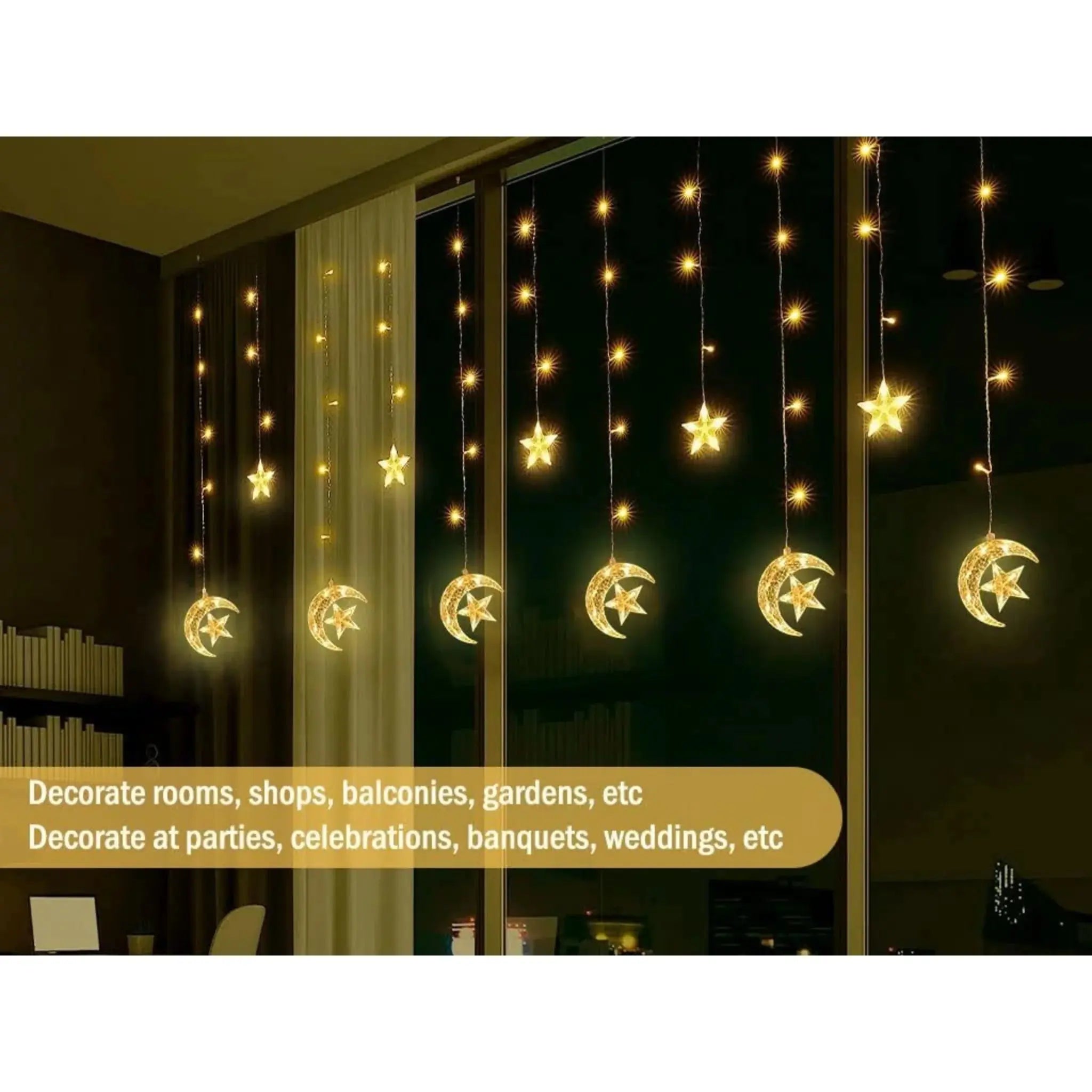 3.5M LED Star and Moon String Lights - Ramadan & Eid Decor - Scrollcart Qatar