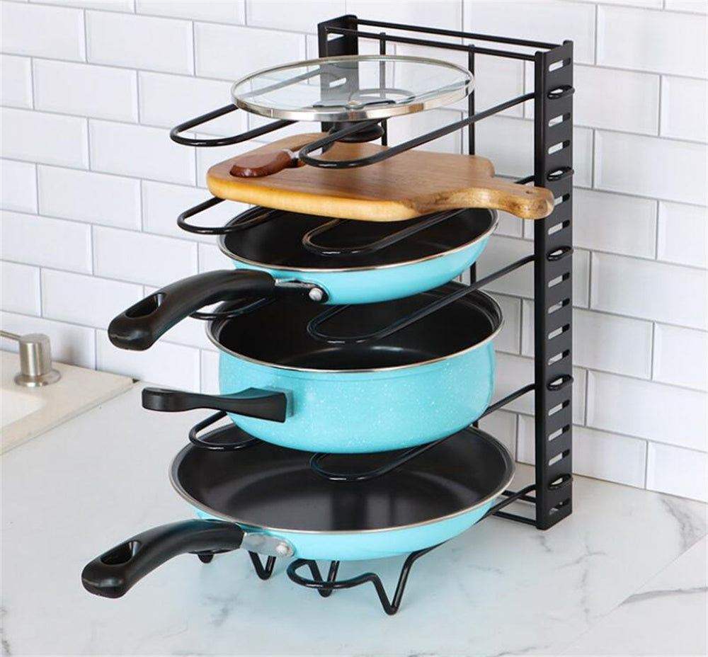 8 Tiers Adjustable Pan Rack Holder Stand Organiser, Pot Lid Organizer Rack Scrollcart Online Shopping Store