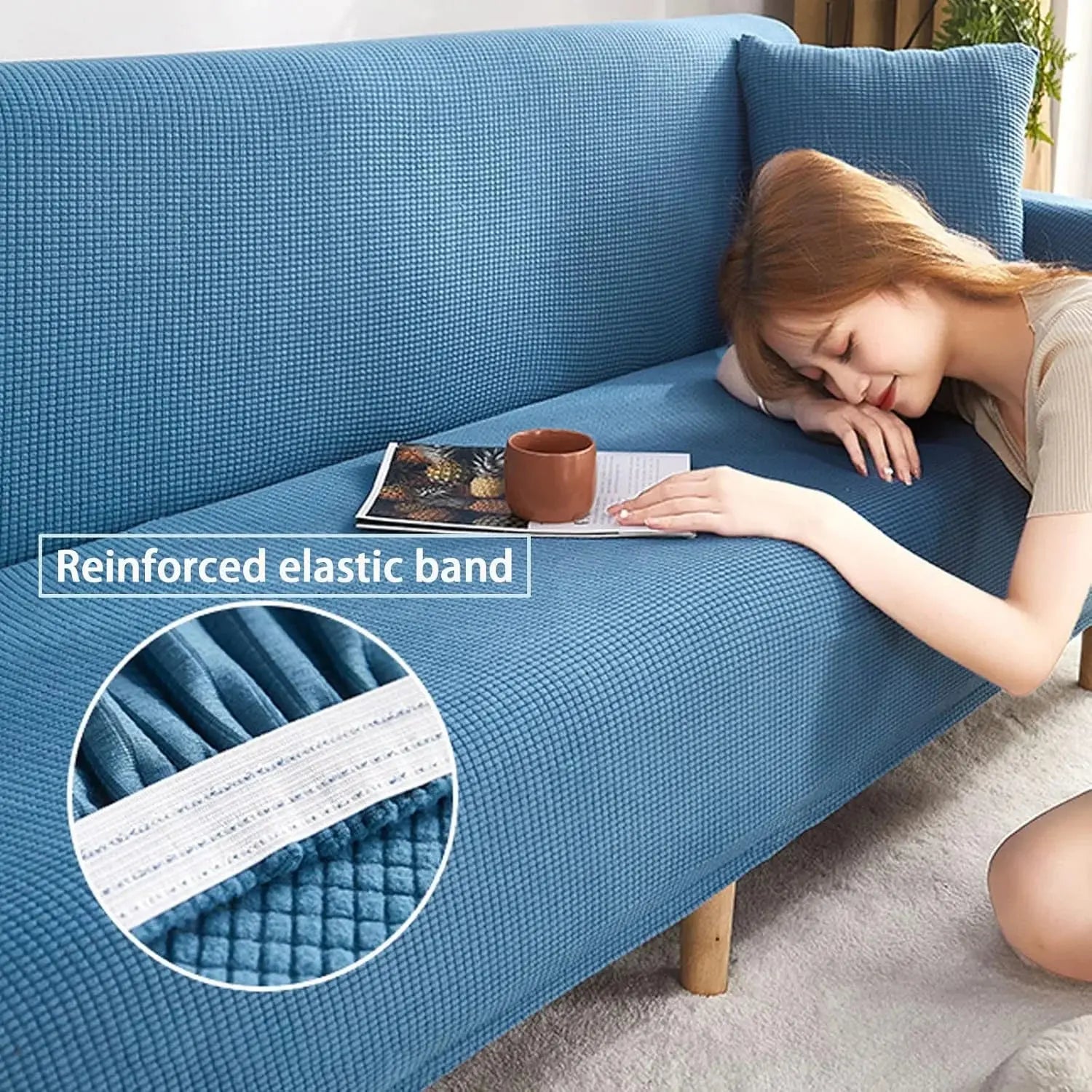 Adjustable Elastic Sofa Cover for L-Shaped & Sectional Sets Scrollcart Qatar 
