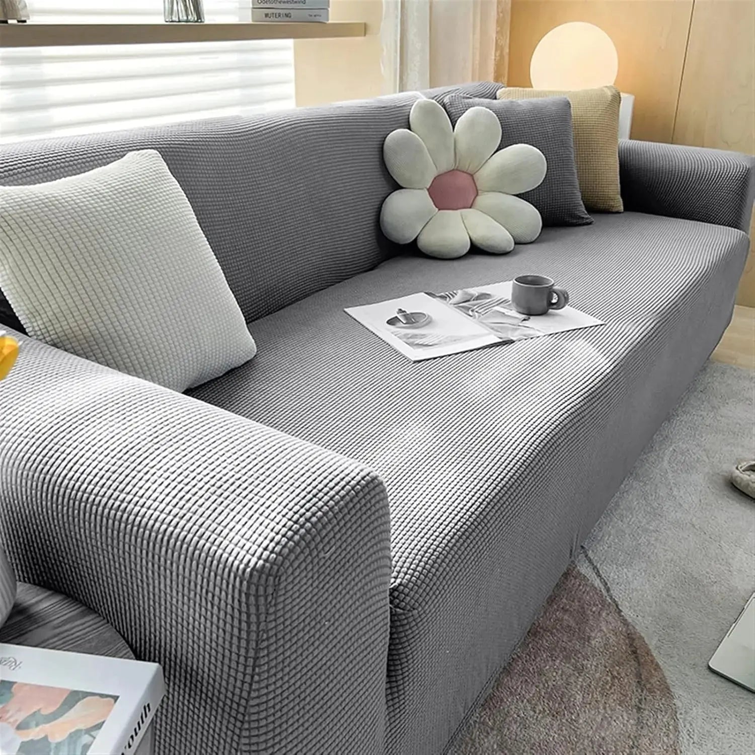 Adjustable Elastic Sofa Cover for L-Shaped & Sectional Sets Scrollcart Qatar 