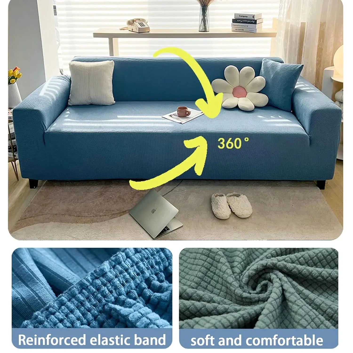 Adjustable Elastic Sofa Cover for L-Shaped & Sectional Sets Scrollcart Qatar 