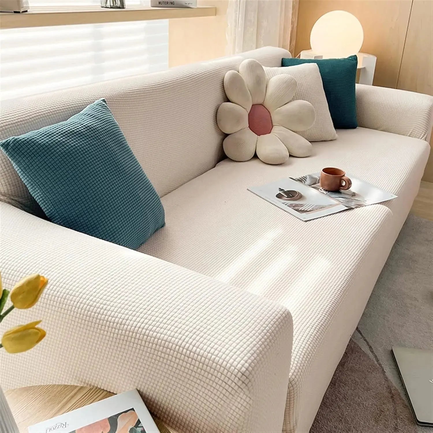 Adjustable Elastic Sofa Cover for L-Shaped & Sectional Sets Scrollcart Qatar 