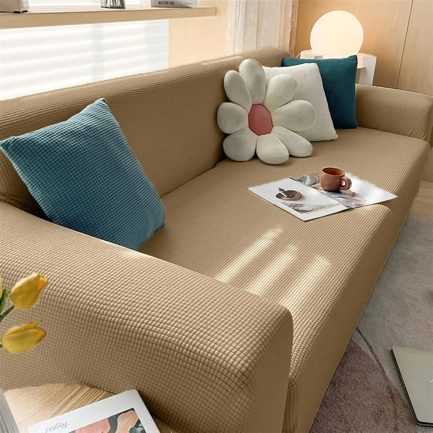 Adjustable Elastic Sofa Cover for L-Shaped & Sectional Sets Scrollcart Qatar 