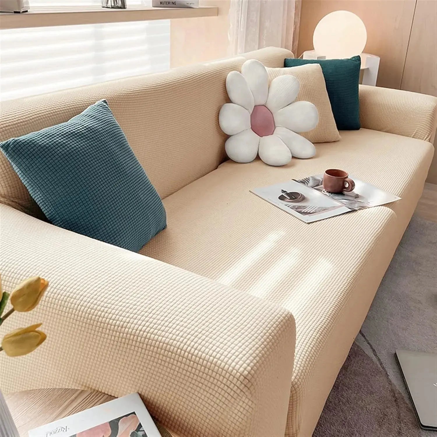 Adjustable Elastic Sofa Cover for L-Shaped & Sectional Sets Scrollcart Qatar 