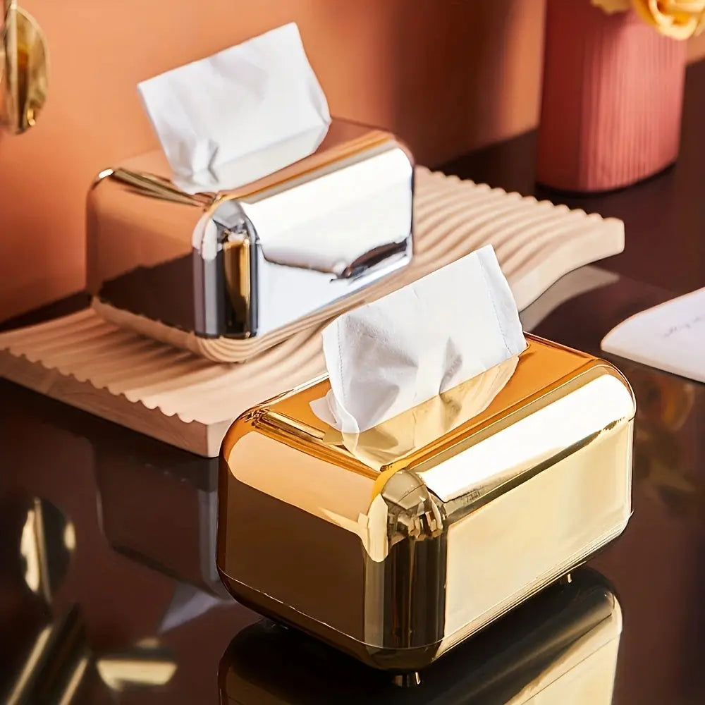 Electroplating Tissue Box – Mirror Finish Plastic Tissue Holder for Home, Office & Hotel - Scrollcart Qatar