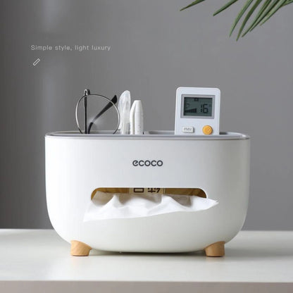 Ecoco Desktop Tissue Box with Organizer Storage Scrollcart Qatar 