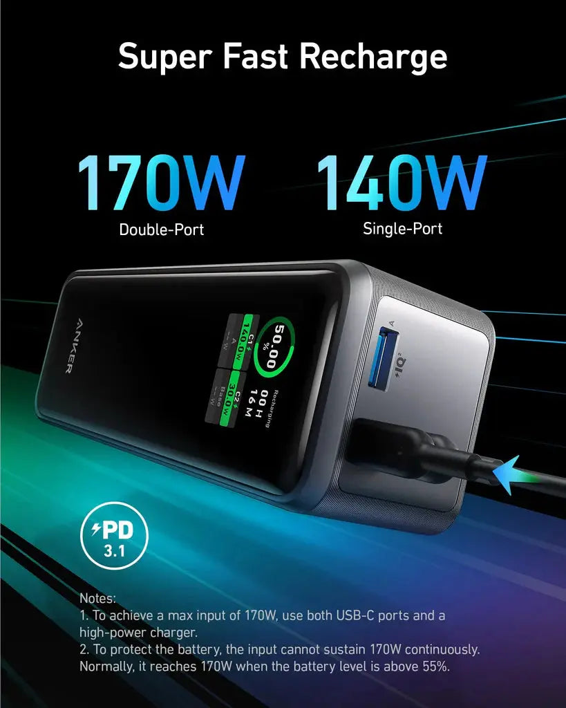 Anker 250W Power Bank | PD 3.1 Multi-Device Fast Charging 27650mAh marhaba 