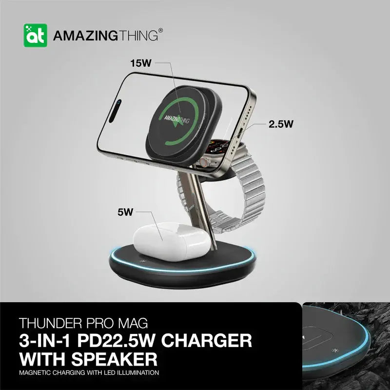 AMAZINGTHING Thunder Pro Mag 3-IN-1 Charging Stations With Stand-fast charging