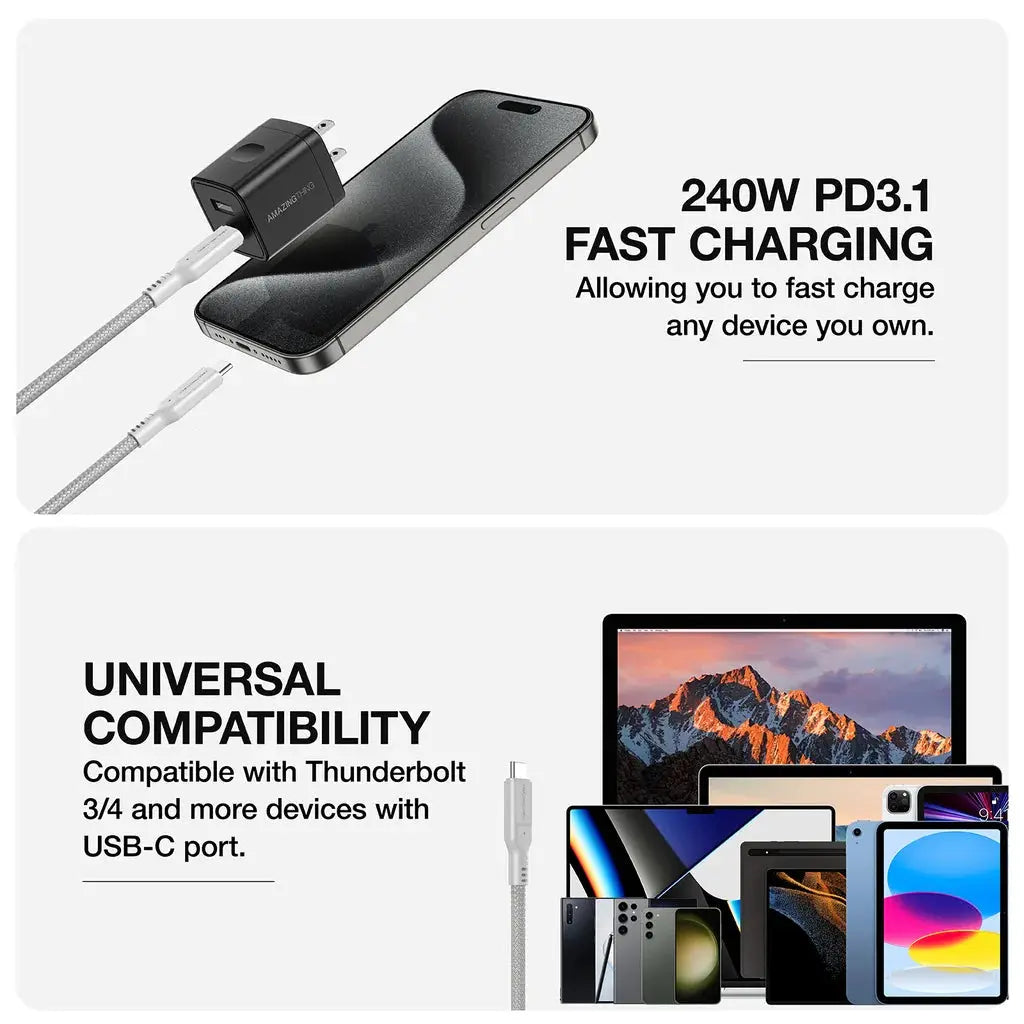 AMAZING THING Thunder Pro USB-C Cable - 240W PD3.1 fast charging, 20Gbps speed