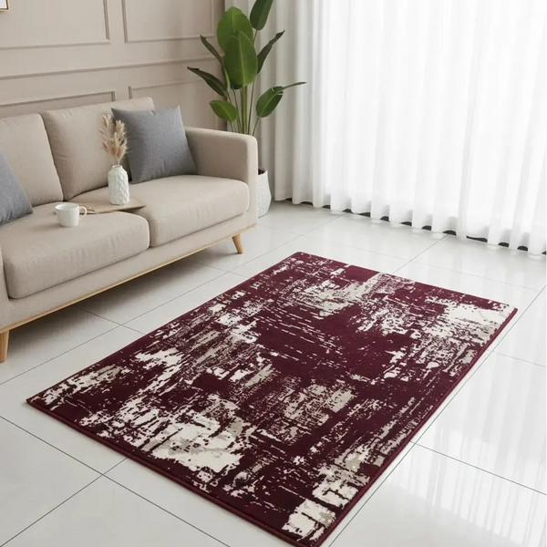 Abstract Area Rug – Soft Burgundy Floor Mat Doha Qatar