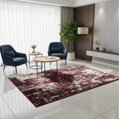 Abstract Area Rug – Soft Burgundy Floor Mat Doha Qatar